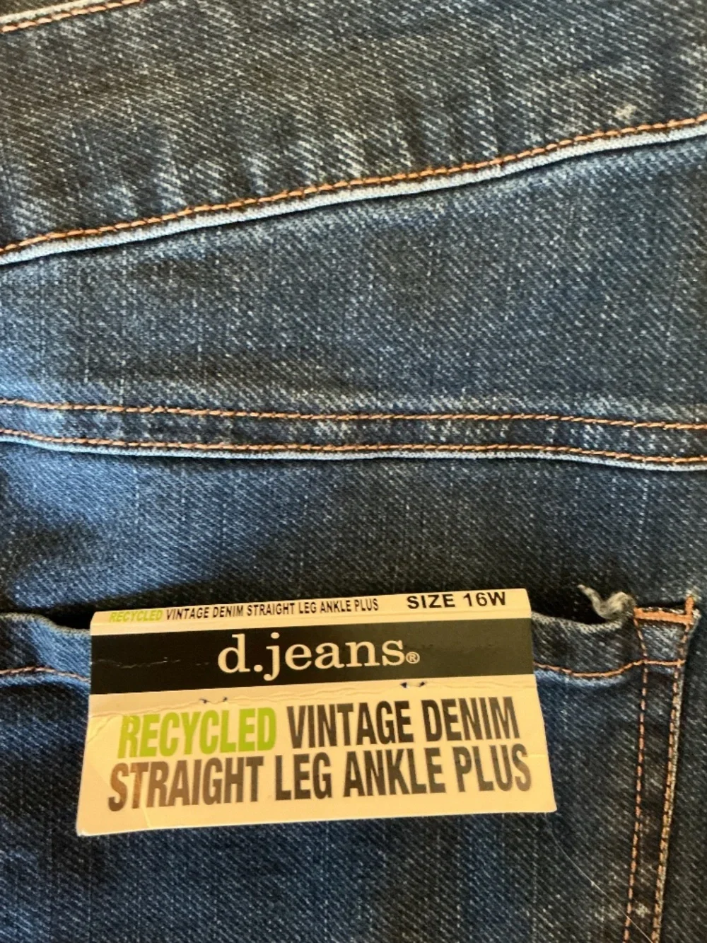d.jeans Recycled Vintage Denim Straight Leg Ankle Plus Jeans 16W - Picture 2 of 6
